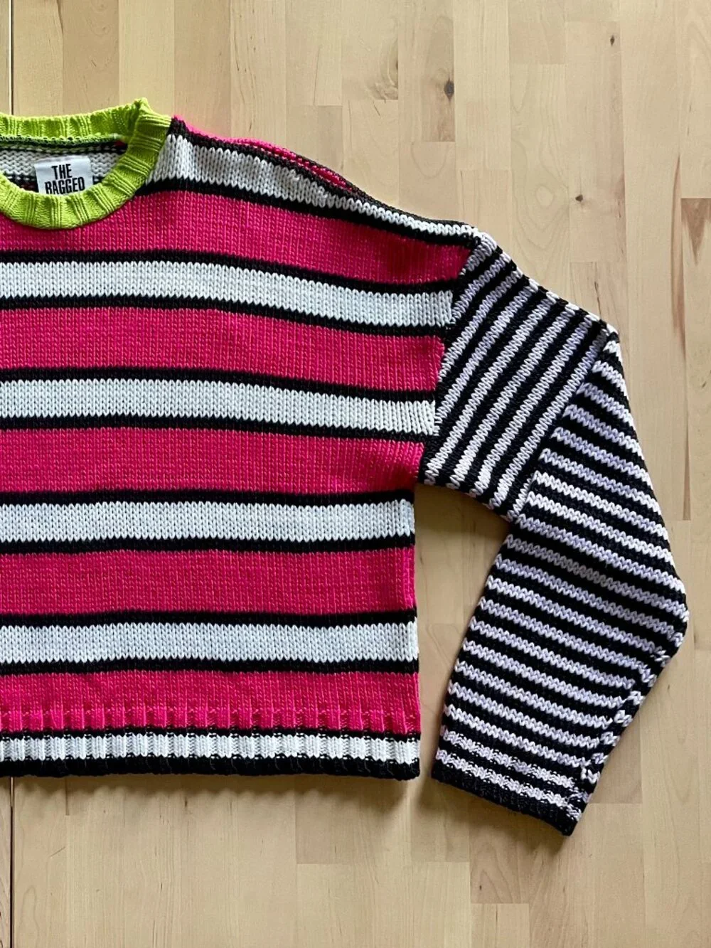 The Ragged Priest Women's Oversized Boxy Striped Colorblock Sweater size Small